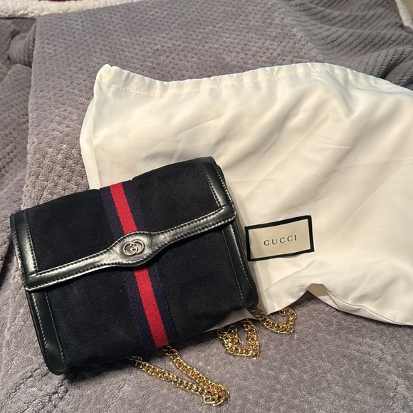 Gucci Suede Clutch, Sherry Line & draw string dust bag, Converted to Crossbody - Picture 9 of 9